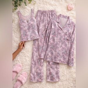 Women's Pink Animal-Print Pajama Set
